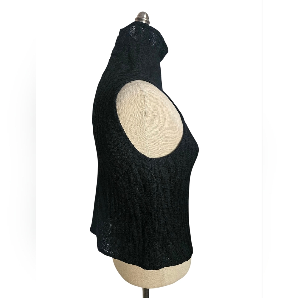 ST. JOHN Sleeveless Zebra Black Knit Turtleneck | SZ M - Picture 2 of 8